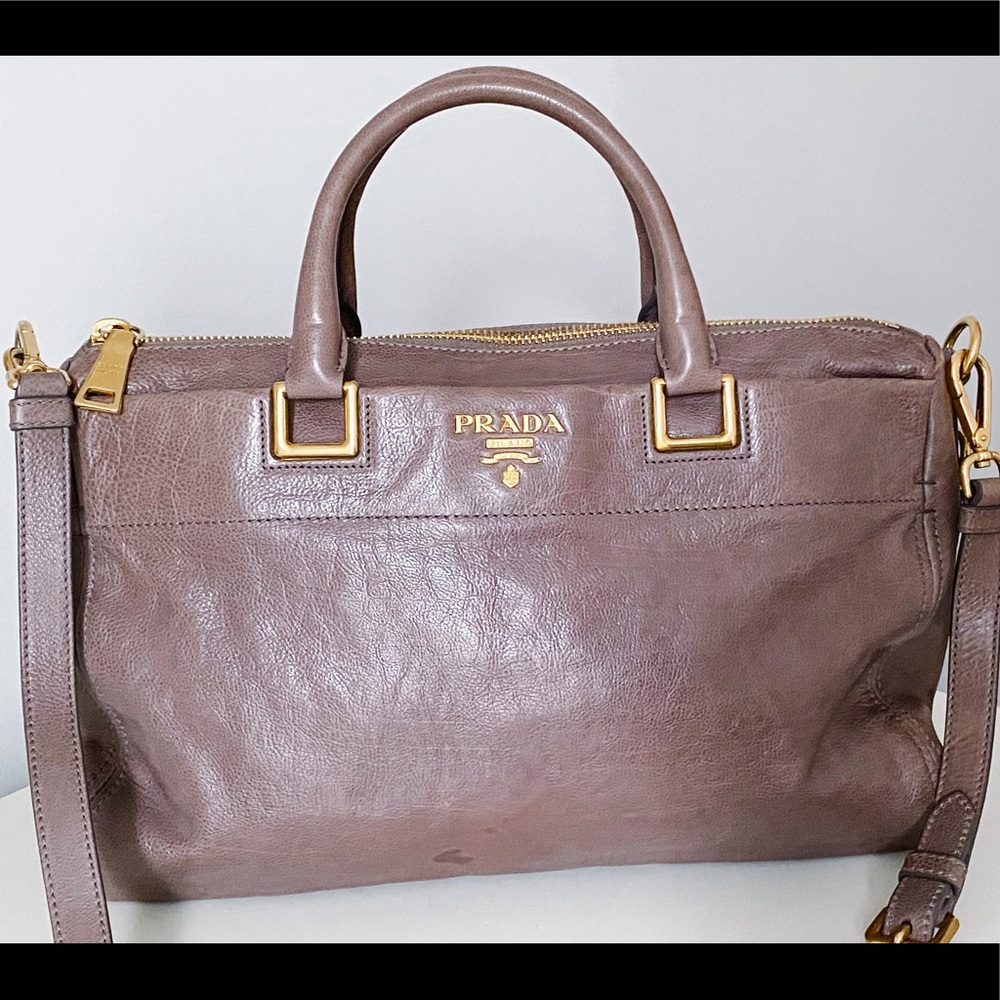 Prada Bag- Mauve Color (purple brown)- Top Handles and additional Shoulder Strap